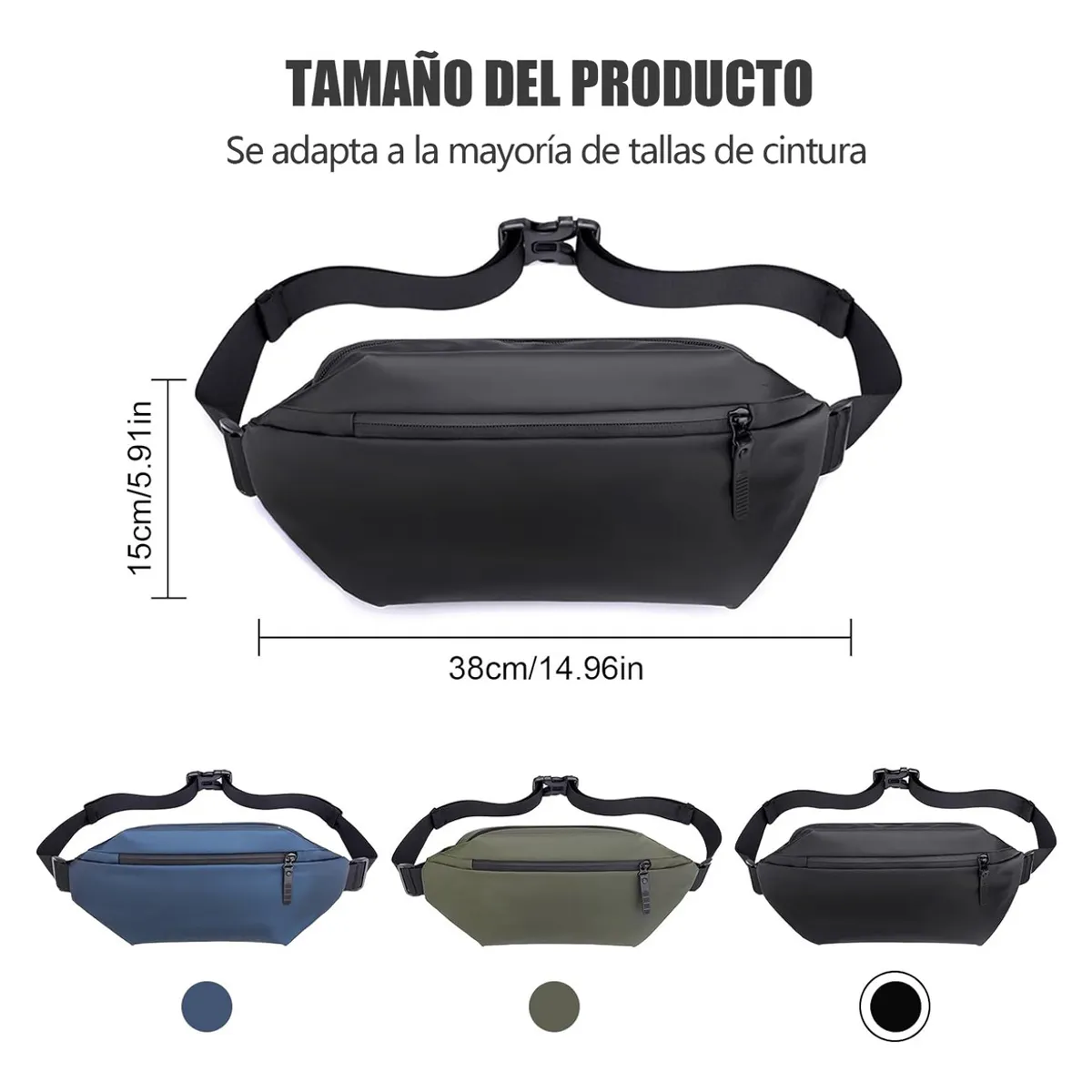 EINICIO - Riñonera Deportiva Impermeable Cremallera Cinturón Ultra