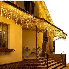 GENERICO - Cascada Luces LED blanco cálido 5 metros Solar