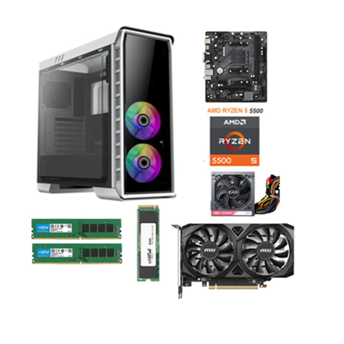 AMD CORP - COMPUTADOR GAMER RYZEN 5 5500/512 SSD/16GB RAM/RTX3050 6GB/650W Clio