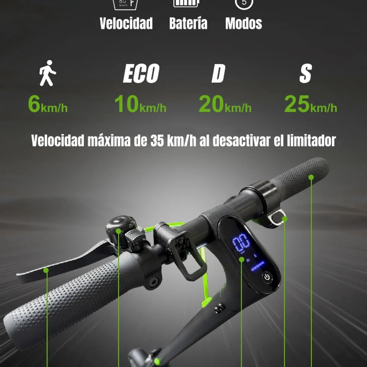 LUBABYCAS - Scooter Eléctrico Aluminio Con APP 50KM 36V 500W E5Max