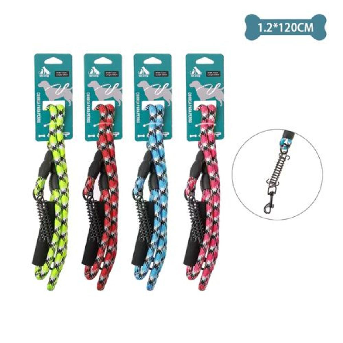 GENERICO - Correa redonda de nylon con resorte 12cm12m Color Rojo