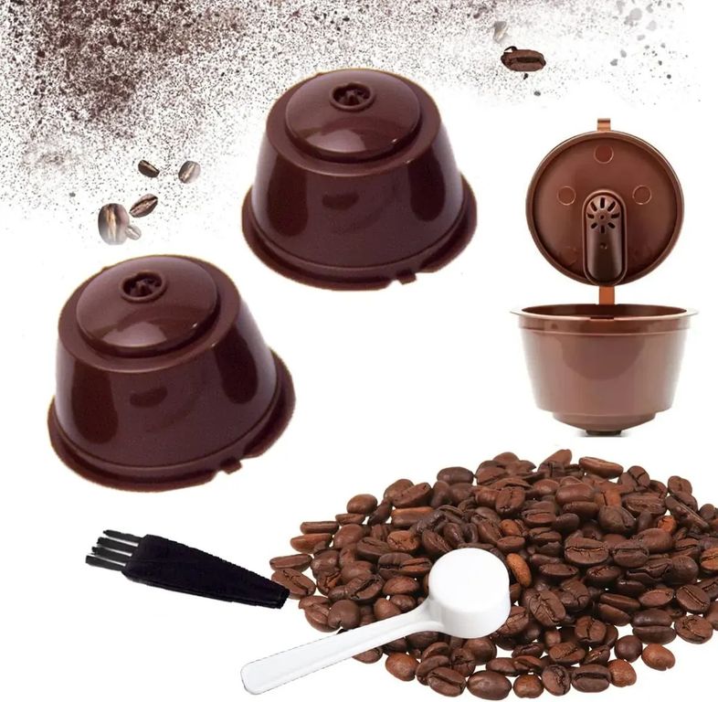 KUANGYE 3 Capsulas Reutilizables Para Dolce Gusto + Cuchara+ Cepillo