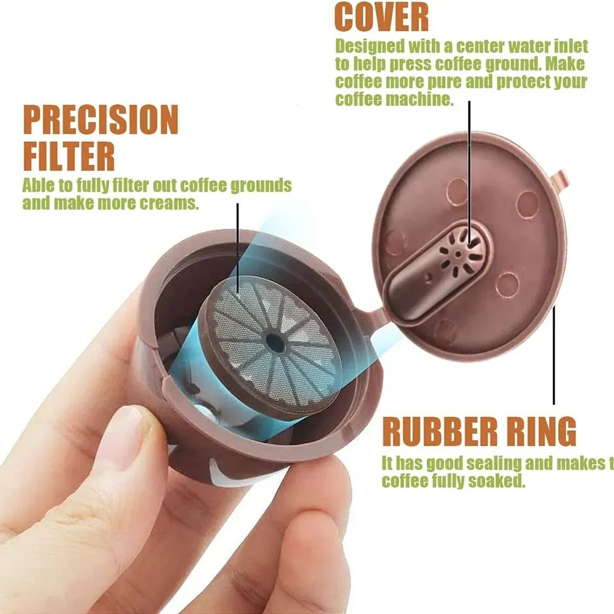 KUANGYE - 3 Capsulas Reutilizables Para Dolce Gusto + Cuchara+ Cepillo