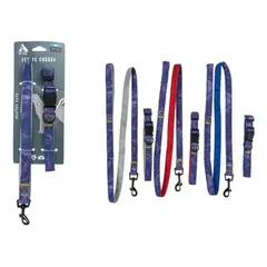 GENERICO - Set de correa y collar denim de nylon 20cm color Azul