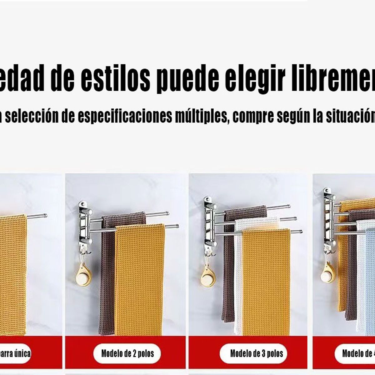GENERAL - Toalla De Pared retráctil Triple Tres Barras Telescópicas