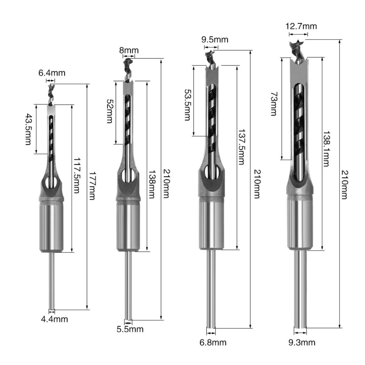 ATURE - Pack 4 De Brocas Cuadrada Cincel Mortaja Formón / Uss