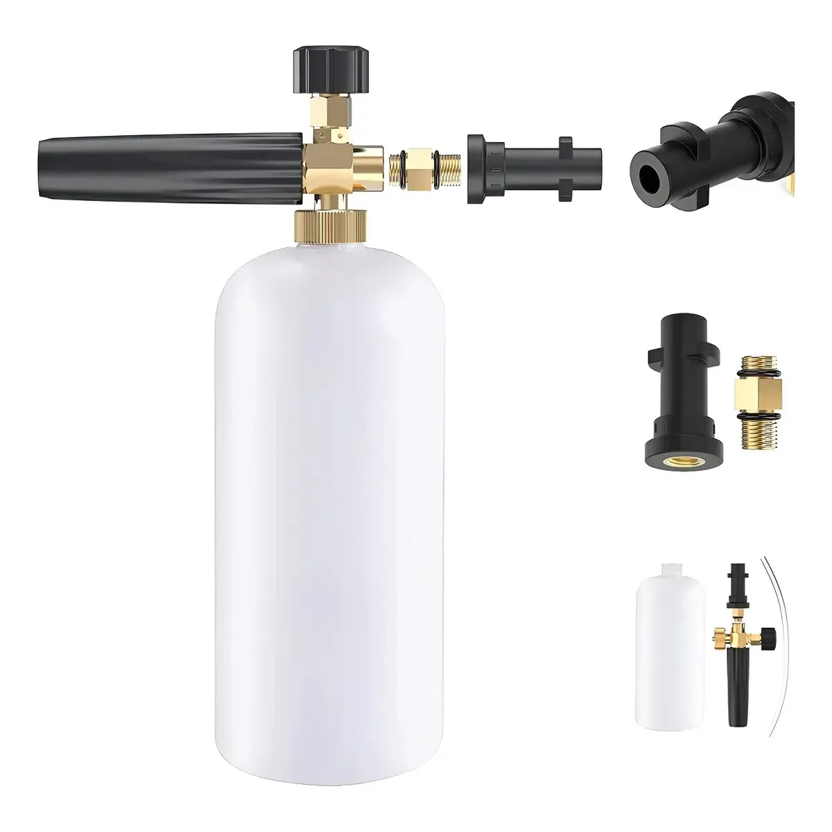 KUANGYE - Boquilla De Espuma + Botella Para Karcher K2a K7 Profecional Blanco