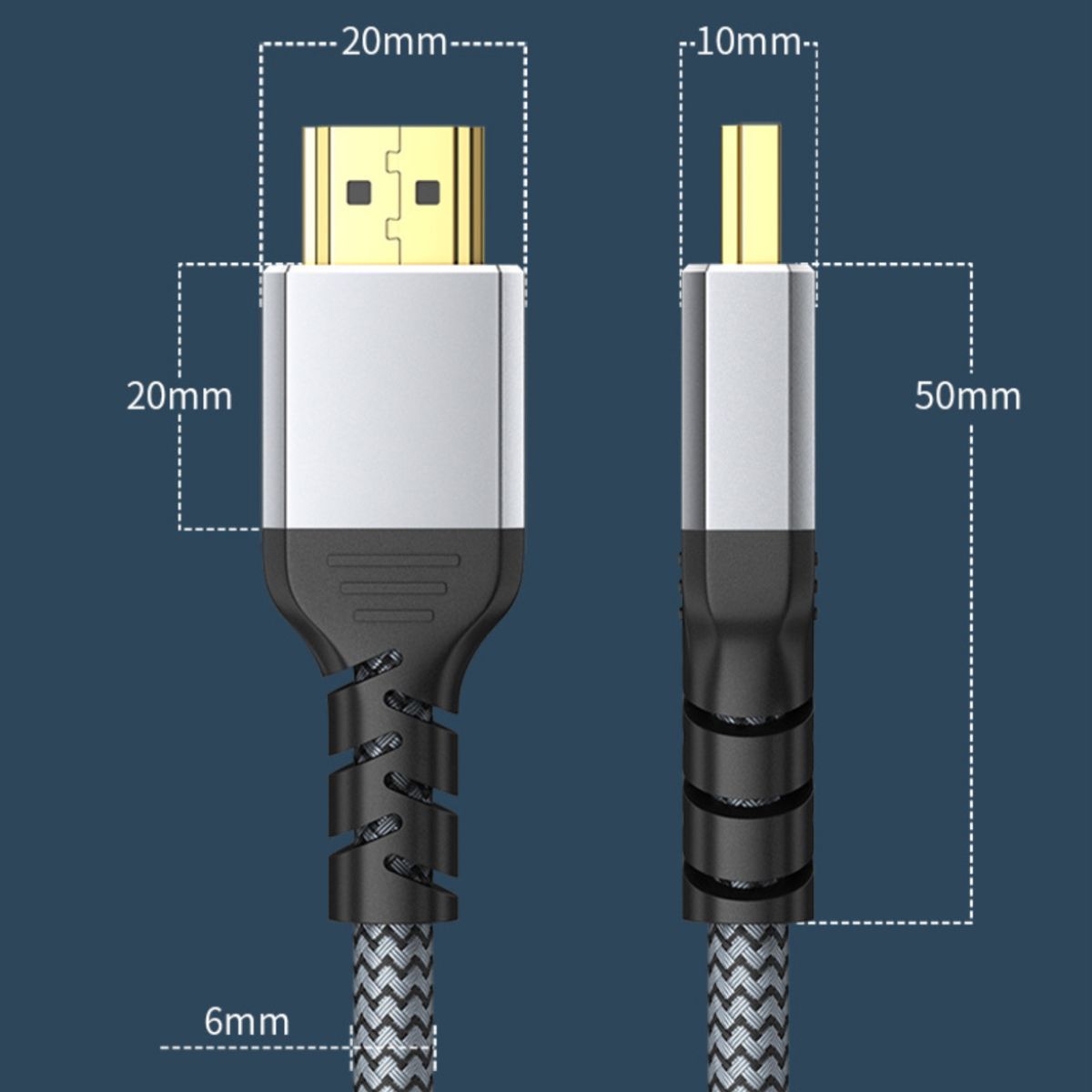GENERICO - Cable HDMI 2.1 8K Trenzado Para TV, PC, Monitor y Proyector 3 Metros