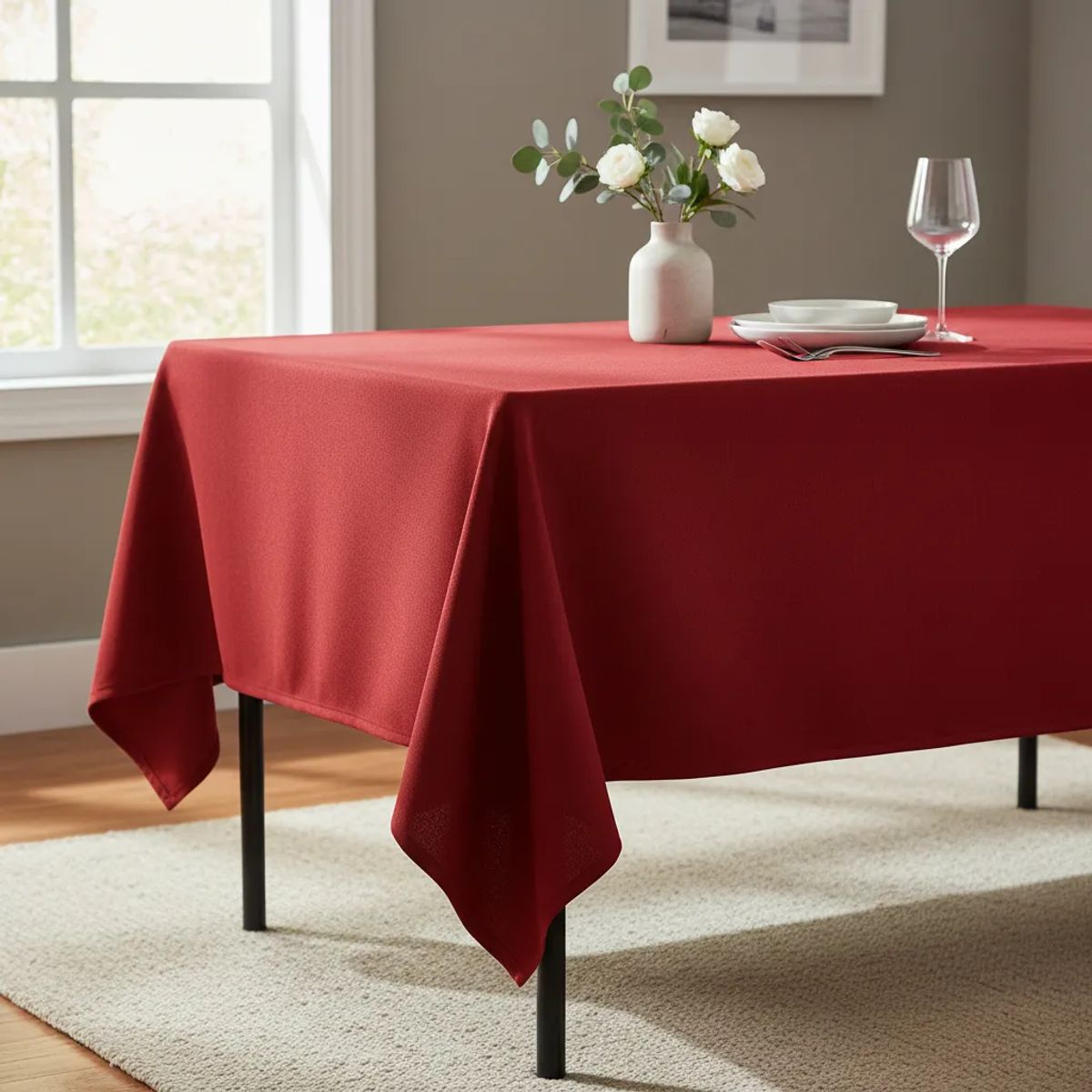 GENERICO - Mantel Rectangular Rojo Intenso 210×145 cm