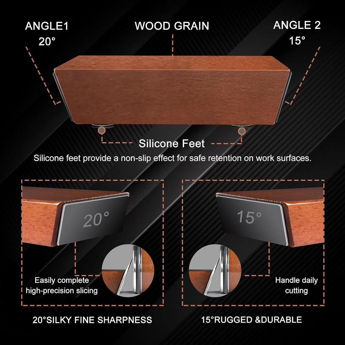 KUANGYE - Afilador De Cuchillos Manual Rolling Sharpener Marrón
