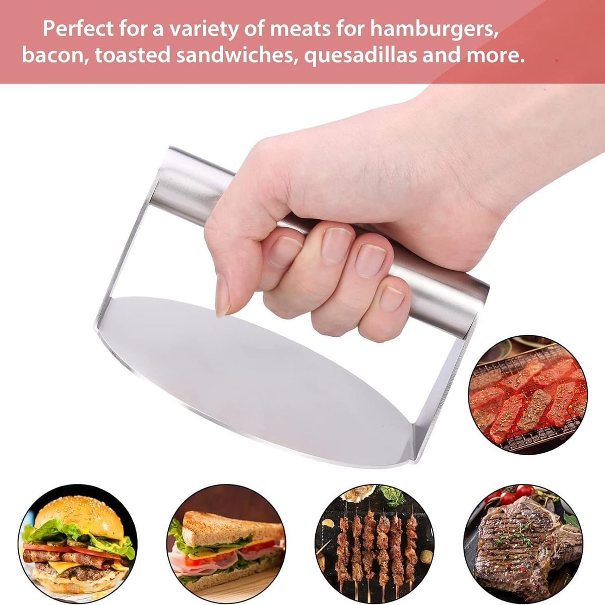 KUANGYE - Prensa para Hamburguesas de Acero Inoxidable Redonda Aplastada de 15cm