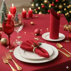 GENERICO - Pack de 4 servilletas de tela 30×30 cm Rojo Intenso