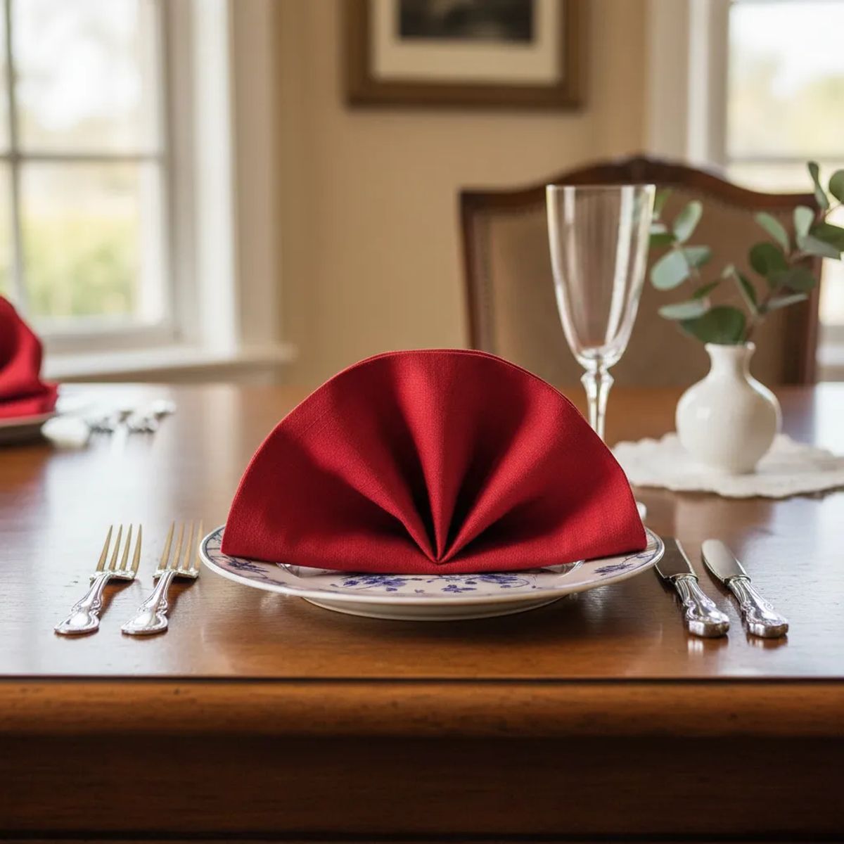 GENERICO - Pack de 4 servilletas de tela 30×30 cm Rojo Intenso