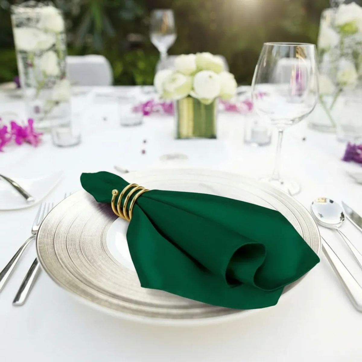 GENERICO - Pack de 4 servilletas de tela 30×30 cm Verde Oscuro Intenso