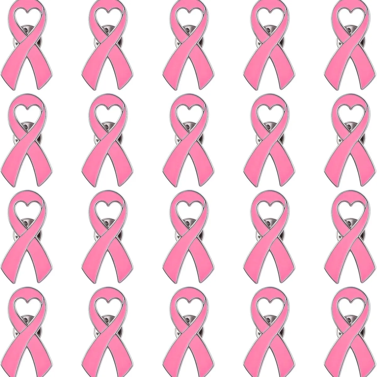 KUANGYE - Pin Prendedor Lazo Rosa Símbolo Cáncer De Mama 20 Unidades Rosa