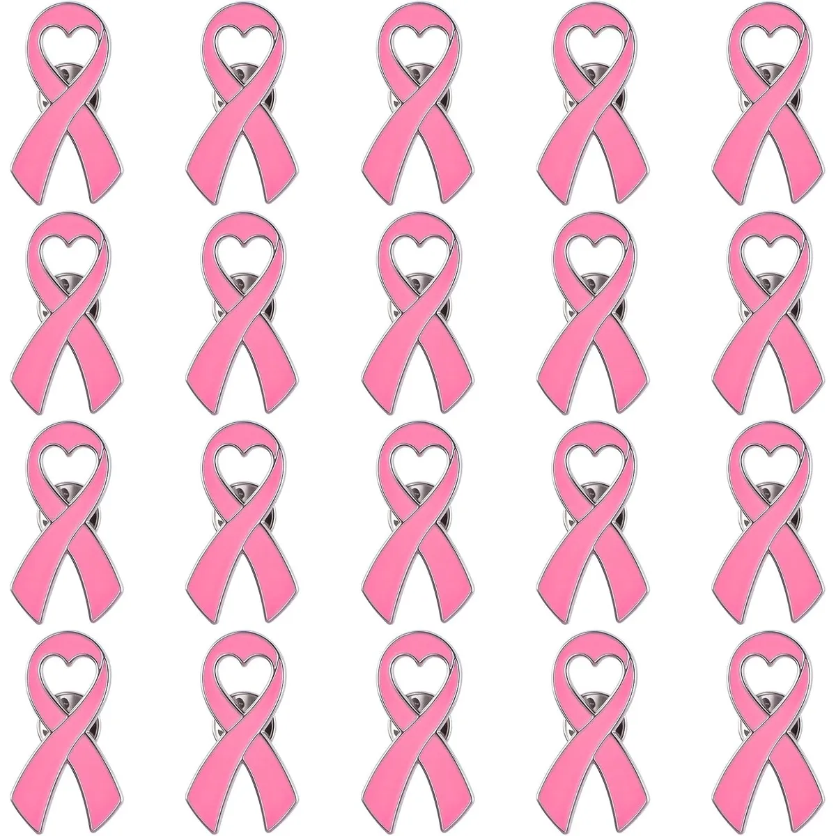 KUANGYE - Pin Prendedor Lazo Rosa Símbolo Cáncer De Mama 20 Unidades Rosa