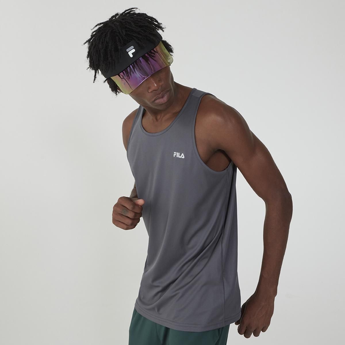 FILA - Polera Fila Basic Sports S/M Hombre Gris