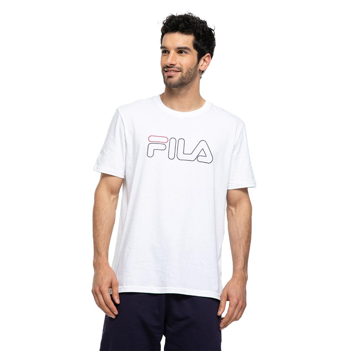FILA - Polera Fila Letter Outline Hombre Blanco