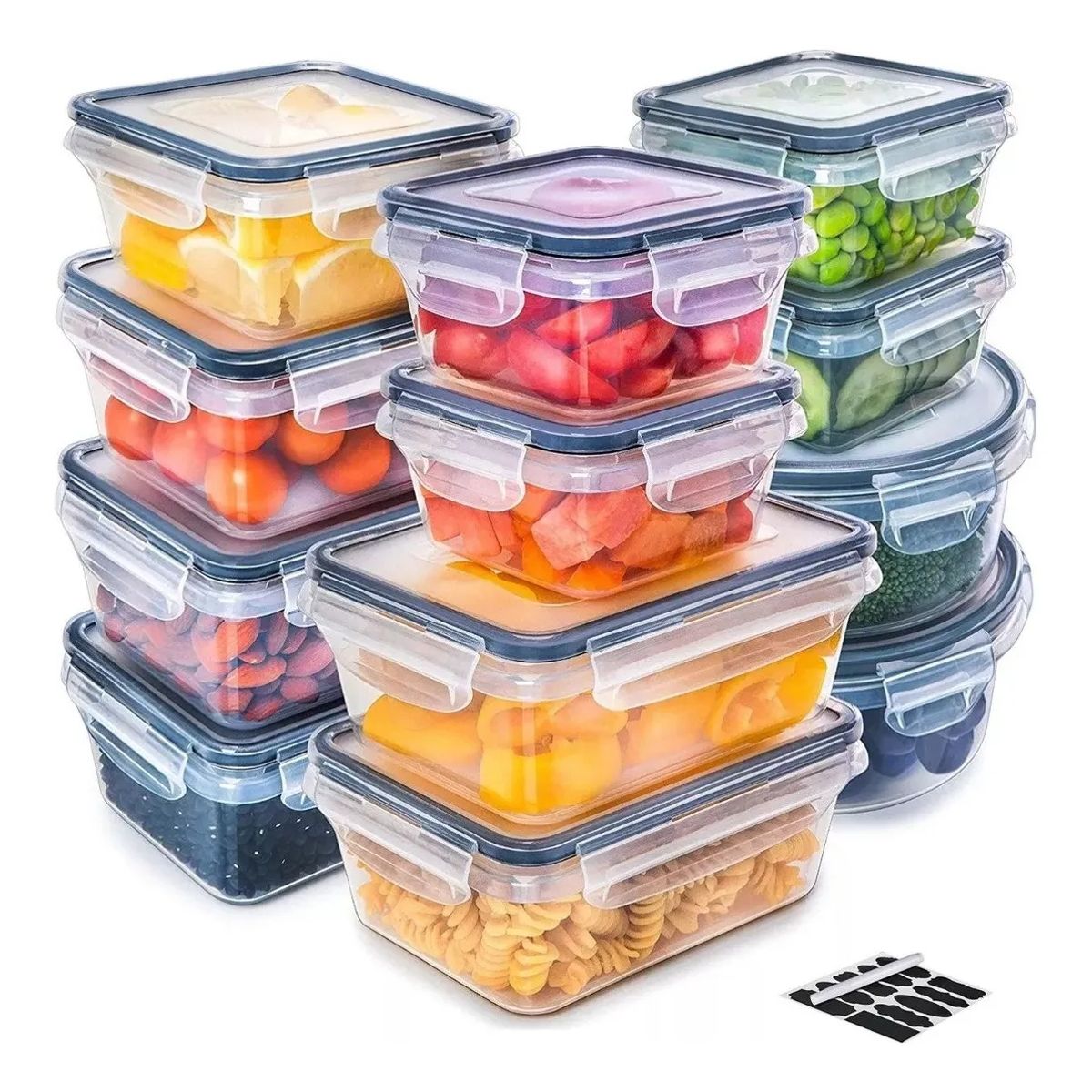 EVERSO - Set 12 Tapper Tuper Herméticos Para Comida Ensalada Nevera Blanco