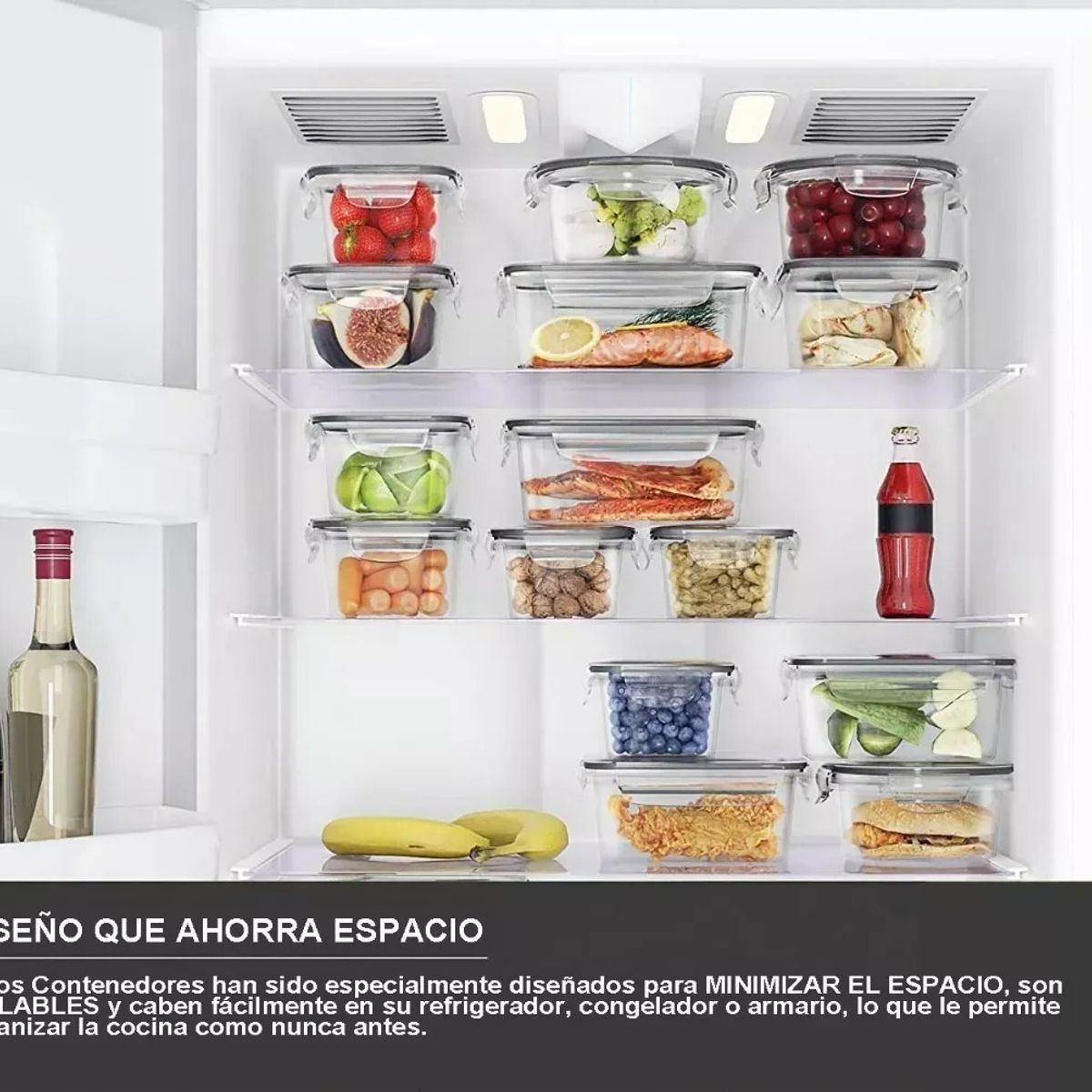 EVERSO - Set 12 Tapper Tuper Herméticos Para Comida Ensalada Nevera Blanco