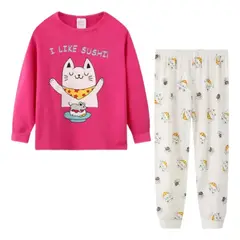 QIKUN - Conjunto Pijama Algodón Gato Gatito Pijama Infantil