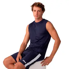 FILA - Polera Grid S/M Hombre Azul