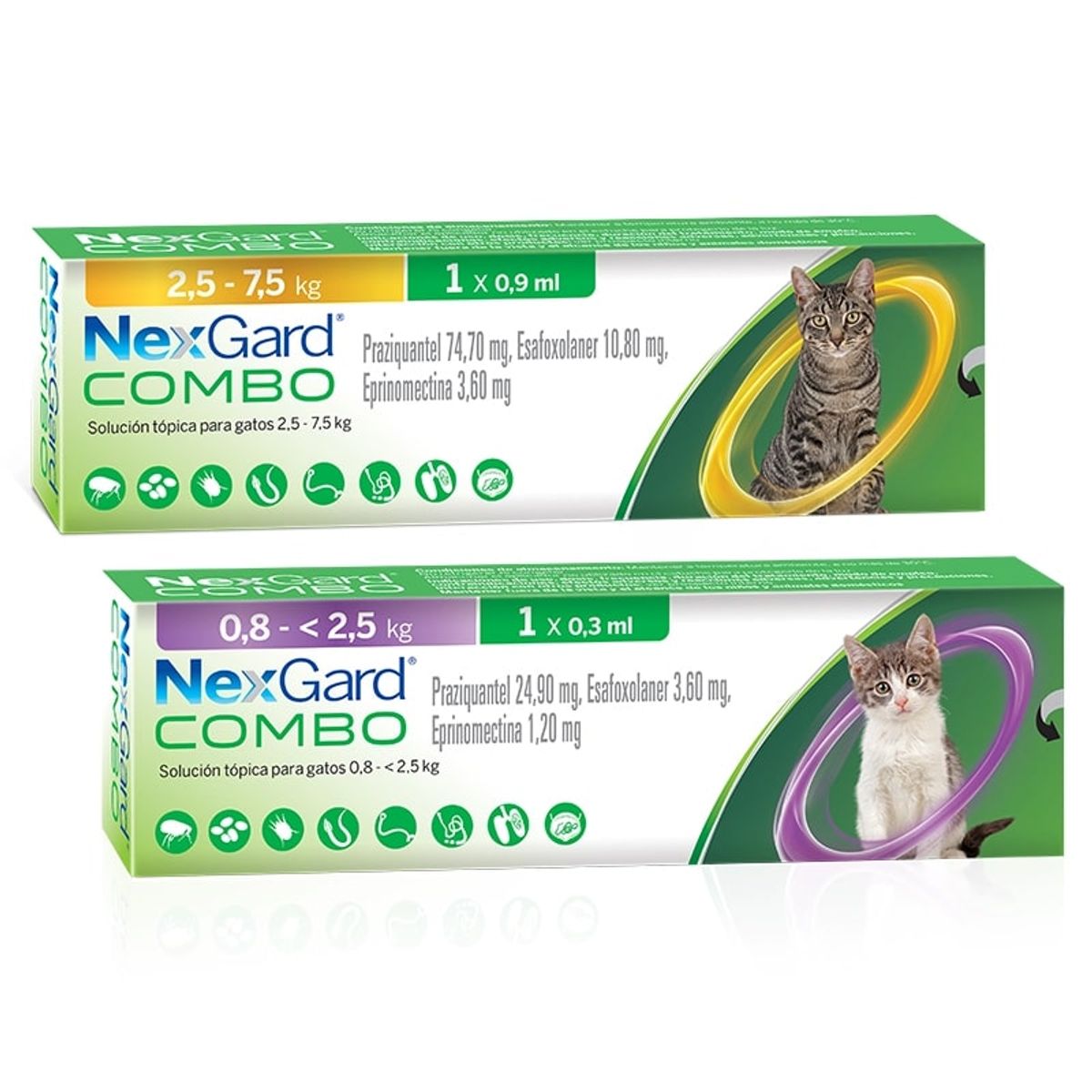 NEXGARD - Antiparasitario Nexgard Combo Pipeta Gato 0.8 a 2.5 Kg