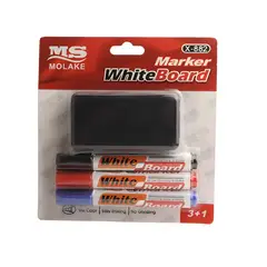 OKAY - Set De3 Plumones Para Pizarra Negro Azul Rojo + Borrador