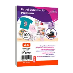 CURSOR - Papel Sublimación 100 Hojas A4 Premium Sublimar 110g - Blanco