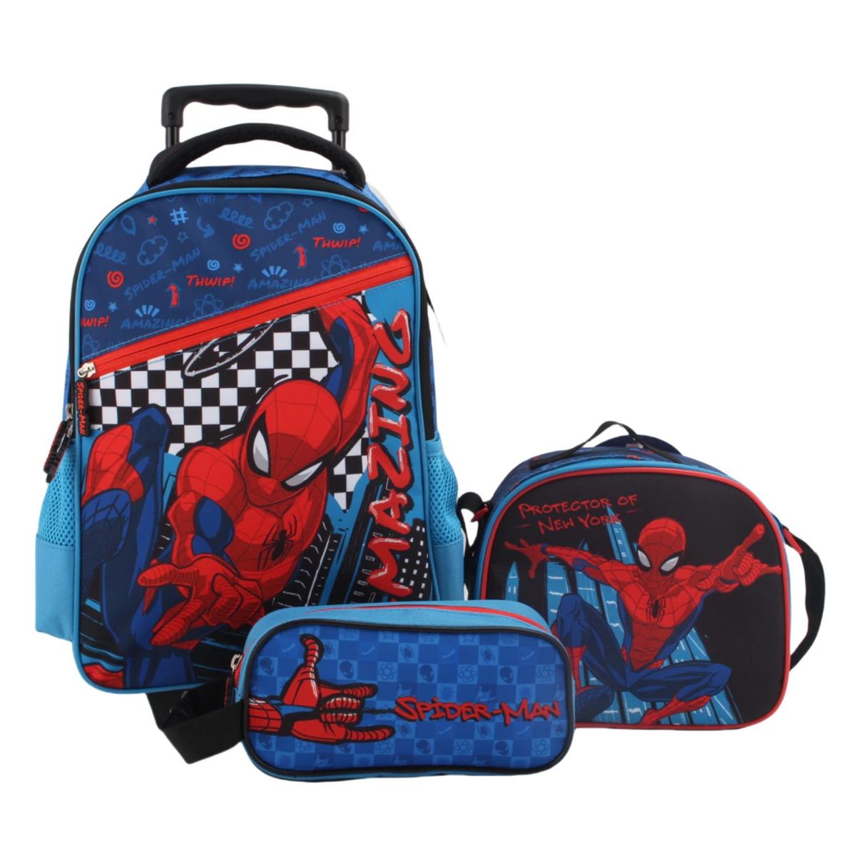 MARVEL - Set Escolar con Ruedas Spiderman 3 Piezas