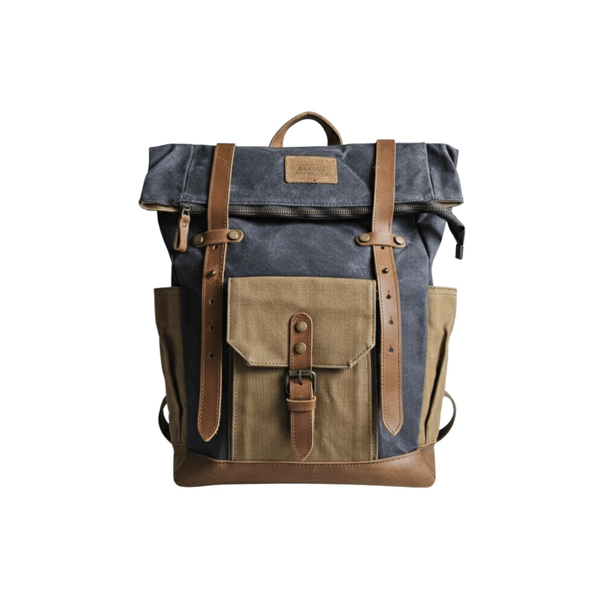 SANTINI - Mochila Coique gris  Impermeable con Detalles en Cuero Natural  Santini Chile