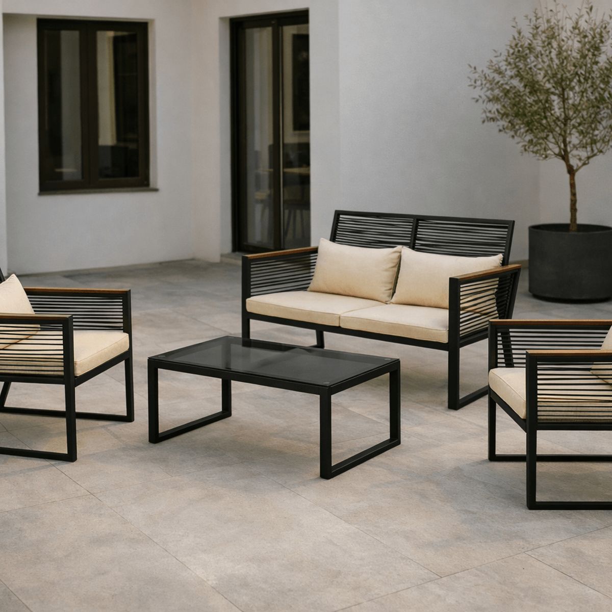 SPACE HOME - Juego Exterior con Sofá y Sillas