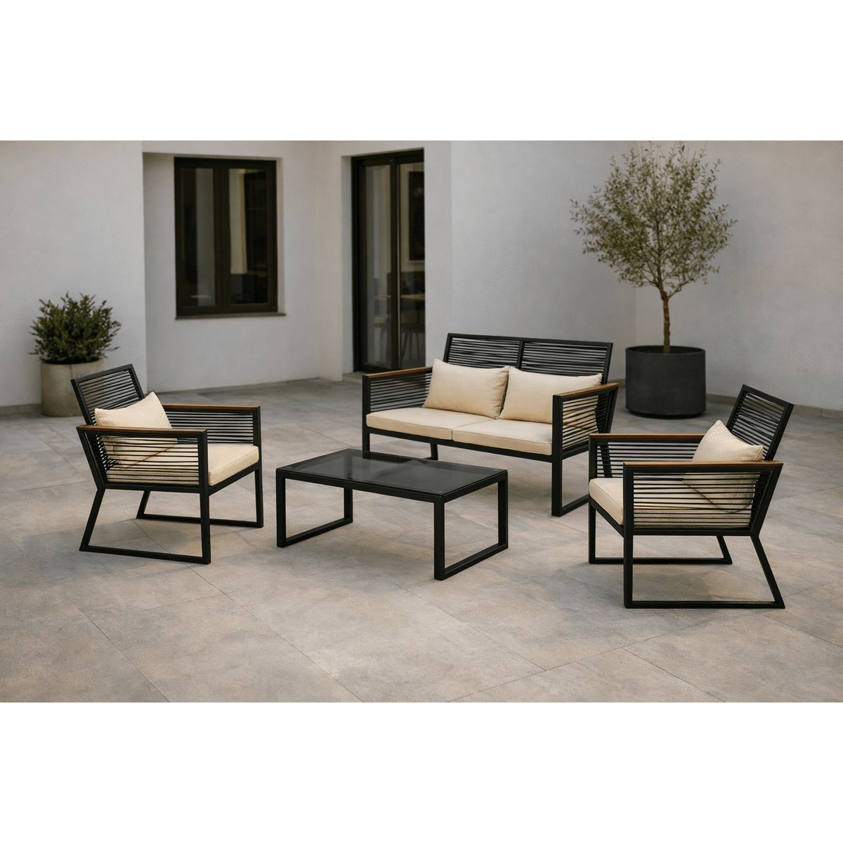 SPACE HOME - Juego Exterior con Sofá y Sillas