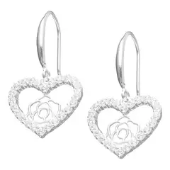 GENERICO - Aros de plata corazón rosa de abril circones