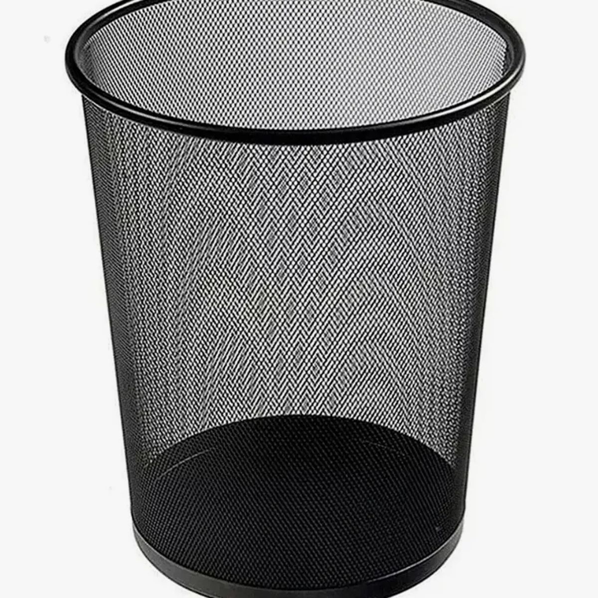 OKAY - Basurero De Malla Metálica Redondo Negro De Oficina Mediano