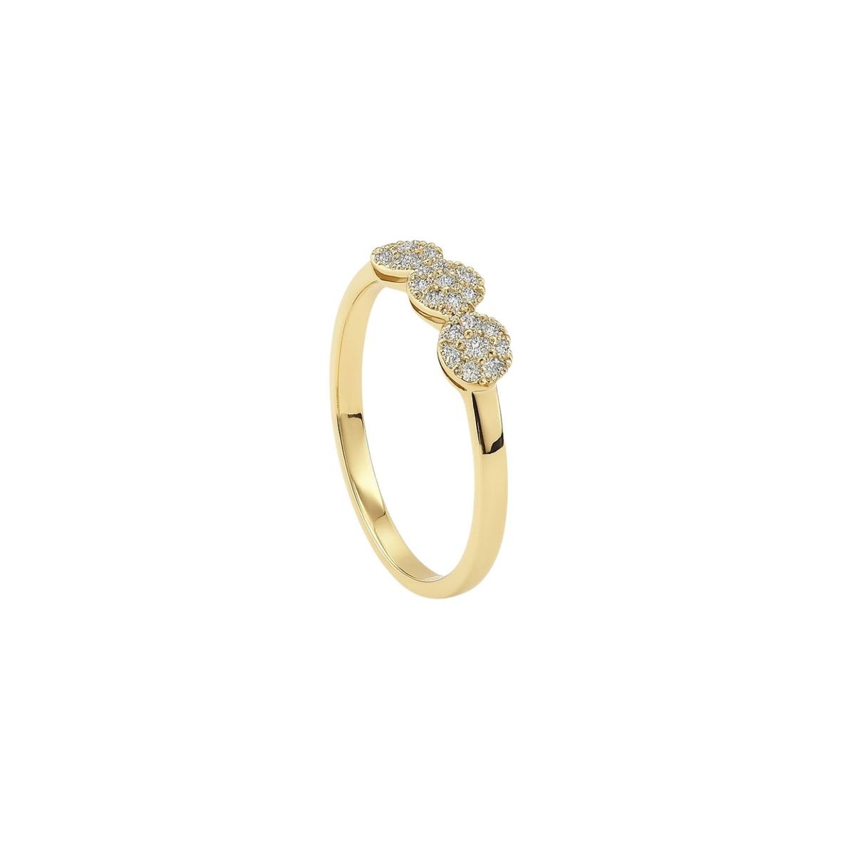 JB JOYAS BARON - Anillo Oro Amarillo 14kt Tres Botones Circonita