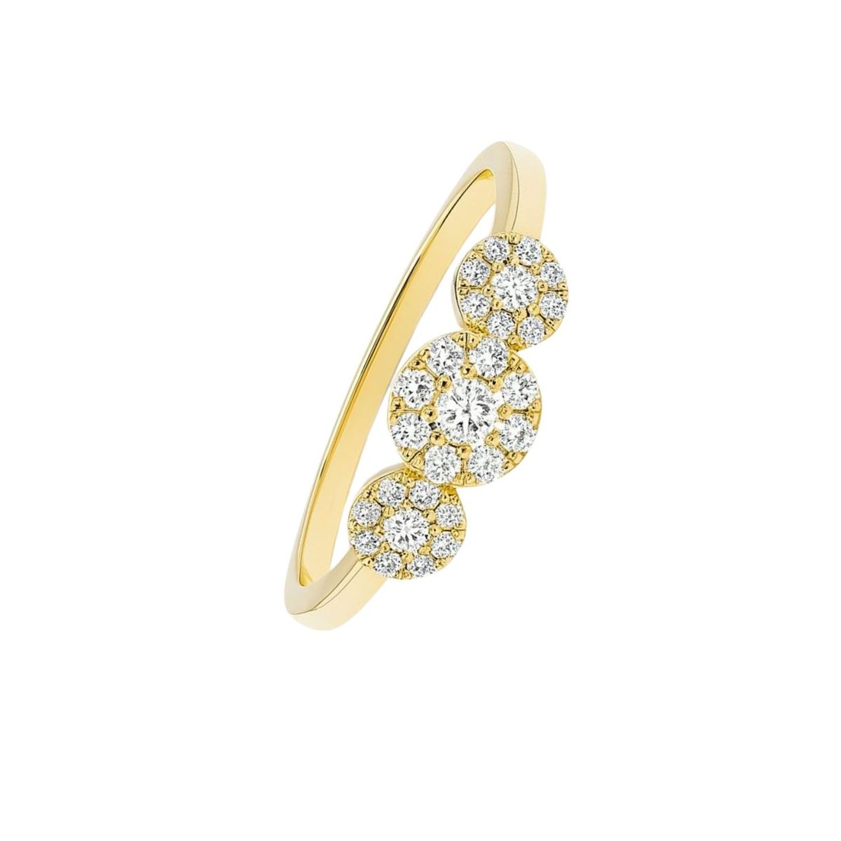 JB JOYAS BARON - Anillo Oro Amarillo 14kt Tres Botones Circonita