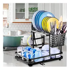 GENERICO - Rack escurridor 3 niveles Seca Platos Lavavajillas 3en1
