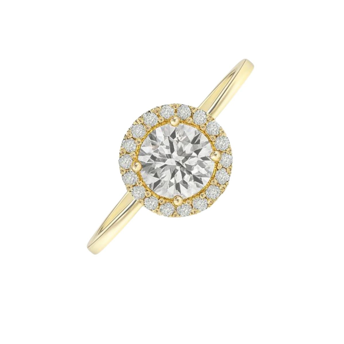 JB JOYAS BARON - Anillo Oro Amarillo 14kt Girasol Circonita Central 6MM