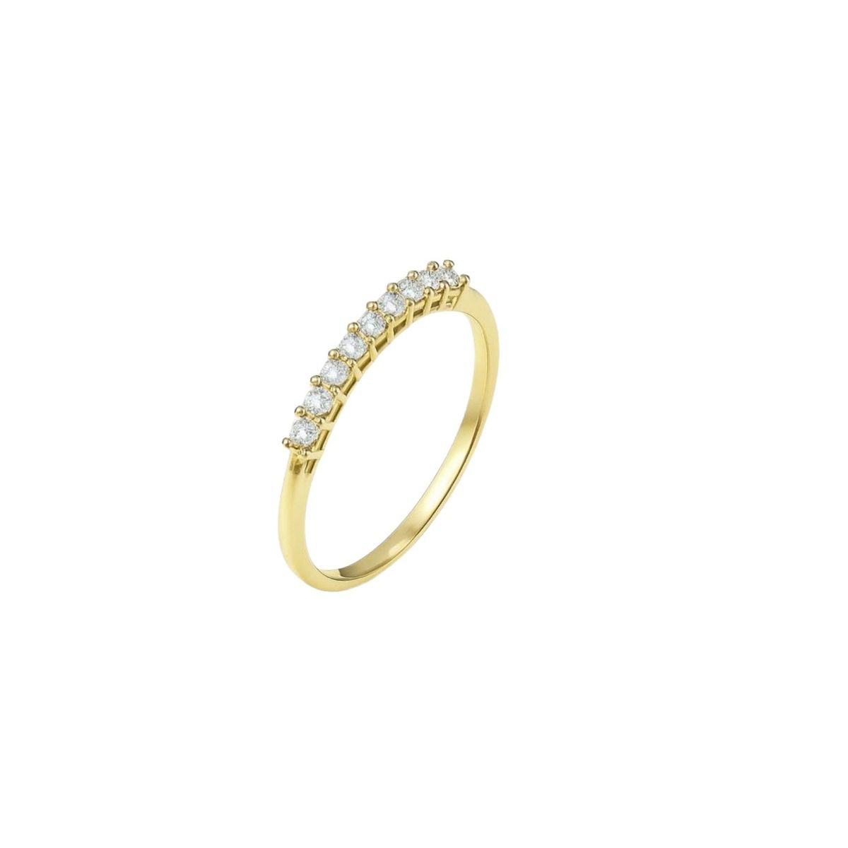JB JOYAS BARON - Anillo Oro Amarillo 14kt Nueve Circonitas 2MM