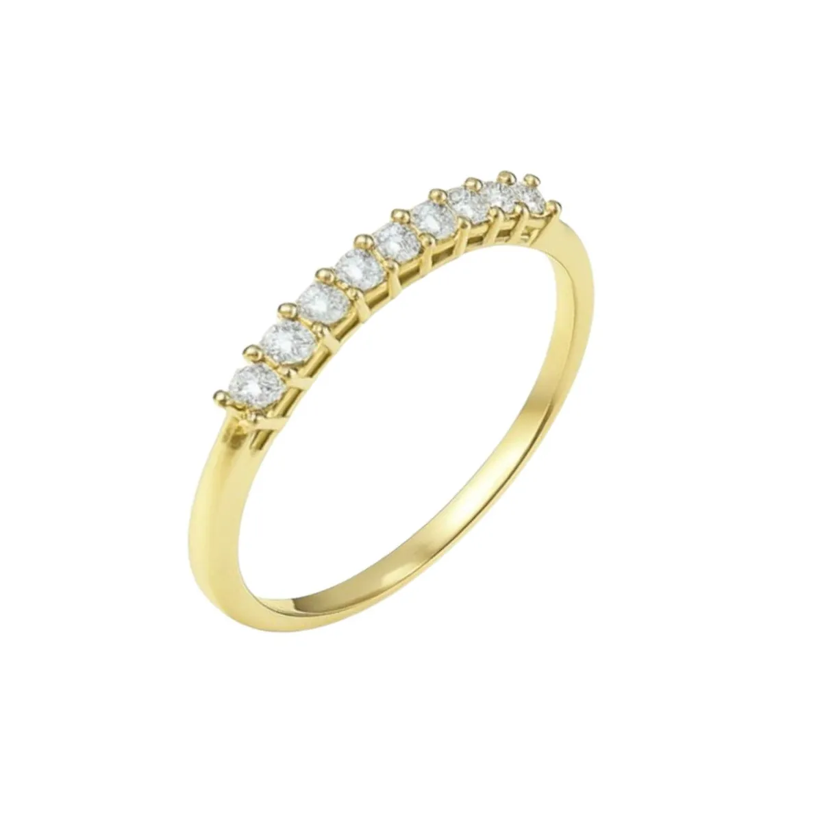 JB JOYAS BARON - Anillo Oro Amarillo 14kt Nueve Circonitas 2MM
