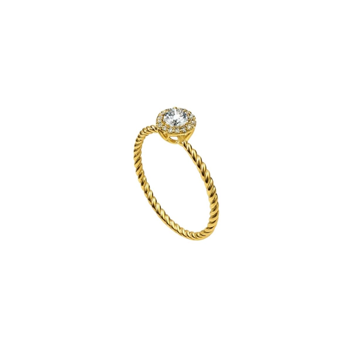 JB JOYAS BARON - Anillo Oro Amarillo 14kt Trenzado Roseta Circonita
