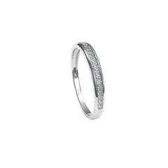 JB JOYAS BARON - Anillo Oro Blanco 14kt Riel Oval Circonita