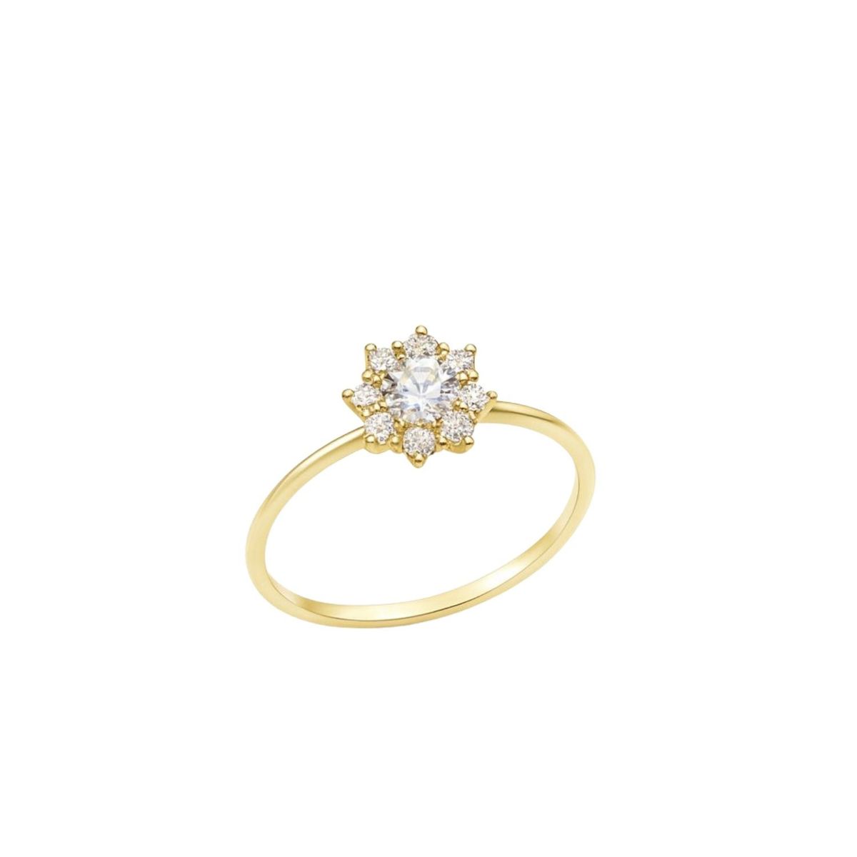 JB JOYAS BARON - Anillo Oro Amarillo 14kt Copo de Nieve Circonita