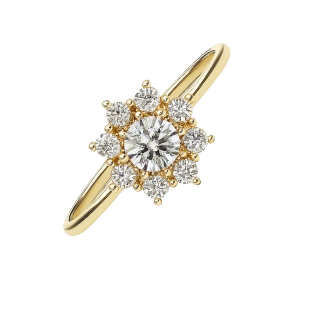 JB JOYAS BARON - Anillo Oro Amarillo 14kt Copo de Nieve Circonita