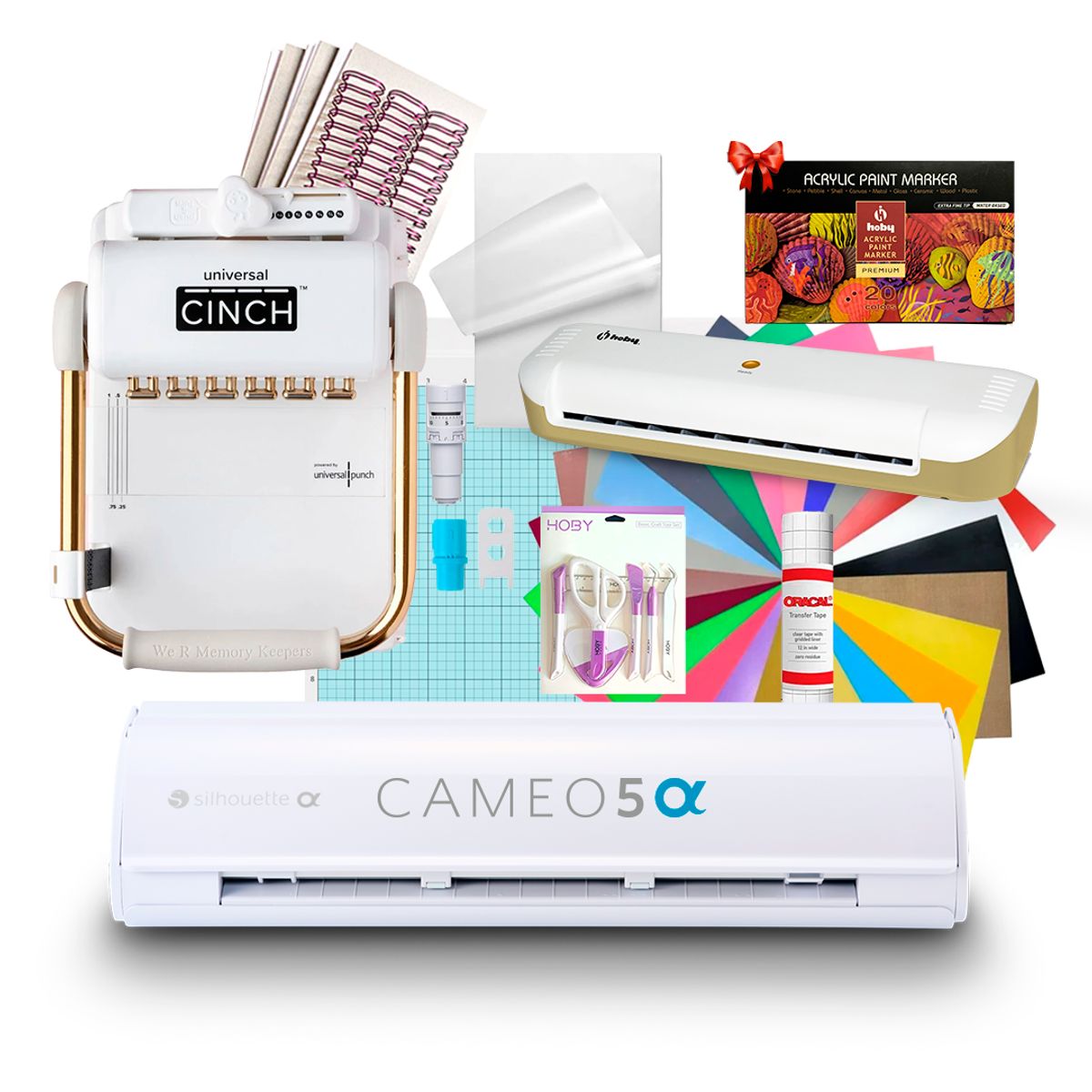 SILHOUETTE - Kit Silhouette Cameo 5 Alpha + Universal Cinch + Laminadora A4