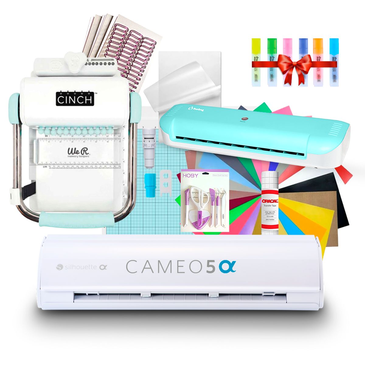 SILHOUETTE - Kit Silhouette Cameo 5 Alpha + Cinch Redonda + Laminadora A4