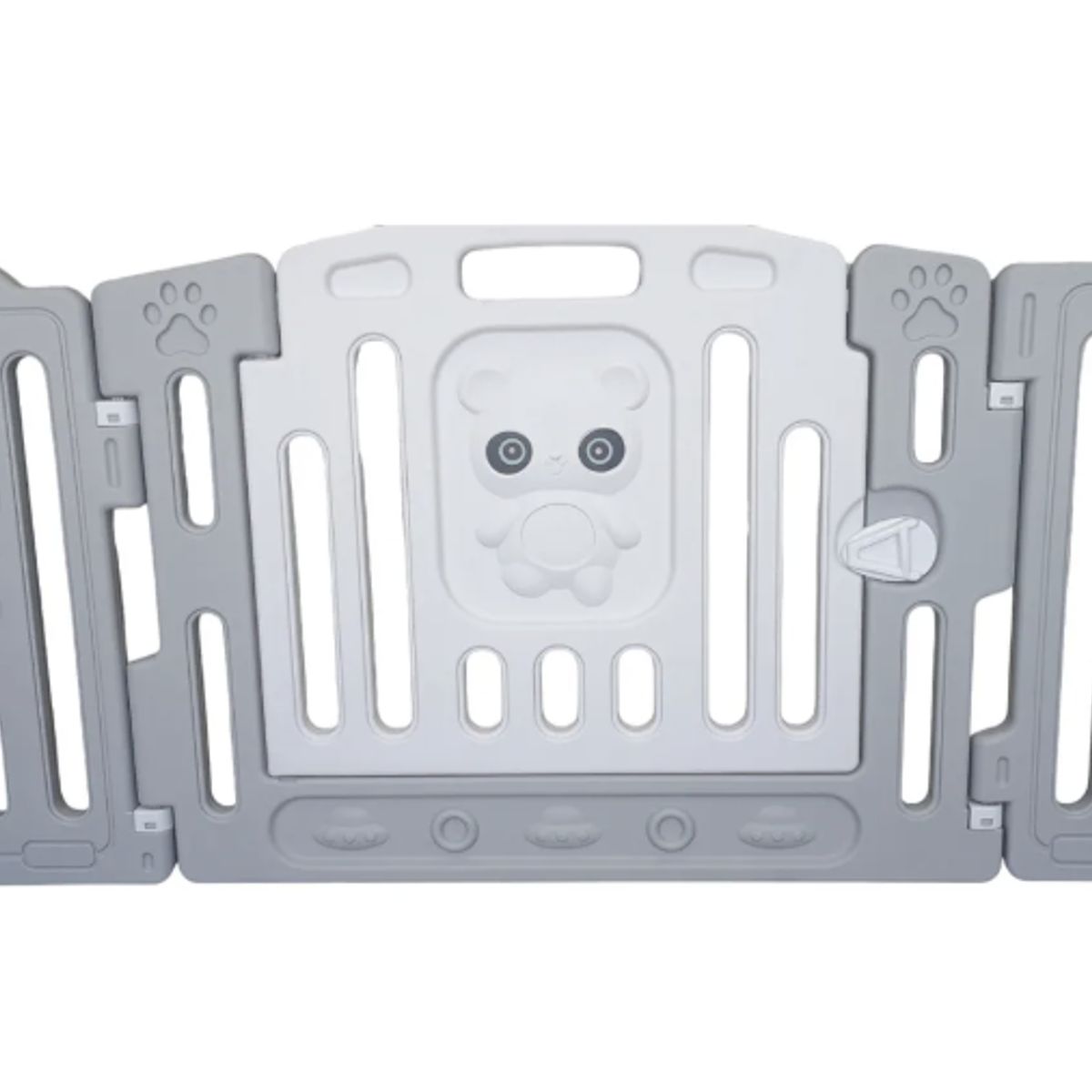 OKAY - Corral Para Bebe Plegable Con Cerro De Seguridad Portátil Color Gris Diseño De La Tela Oso