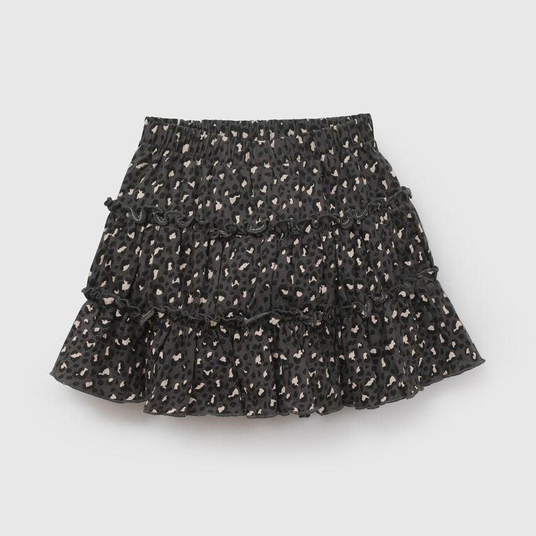 Falda Nina Algodon Animal Print Gris Gris 3-4 ANOS