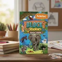 ADETEC - Block De Stickers Xl Mundo Animal +100 Stickers Animales